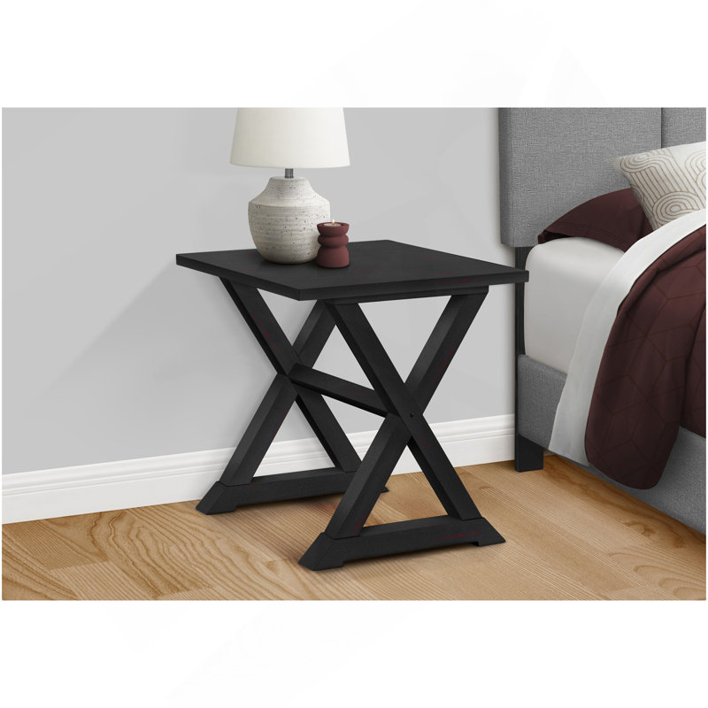 Table d'appoint, bout, table d'appoint, carré, table de chevet, chambre à coucher, lampe, placage noir, transitionnel, Noir