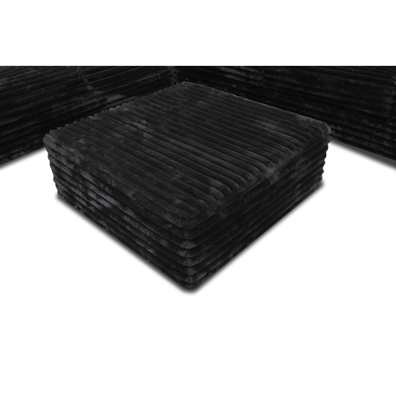 MOD #520 Mondo Black Ottoman - Square Cocktail Ottoman with High-Density Foam, Durable Black Fabric, Solid Wood Frame & Sinuous Springs