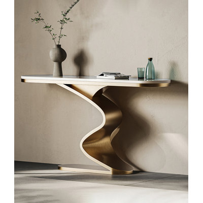 Elegant Contemporary Hallway Table with Fluid Wave Base