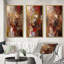 Ancient Italian Revelations In Gold And Red III - Abstract Painting Art Set Of 3 Pieces-476998080-476998086