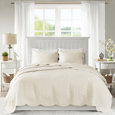 Courtepointe réversible, bordure festonnée, rembourrage en coton, lavable à la machine, offre un environnement de sommeil relaxant 3 pièces en double / grand, matériau en microfibre, respirant, améliore la chambre à coucher