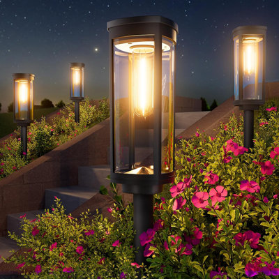 Éclairage solaire de sentier, éclairage solaire extérieur imperméable IP65, éclairage de paysage de jardin décoratif extérieur marche / arrêt pour allée et allée, paquet de 12