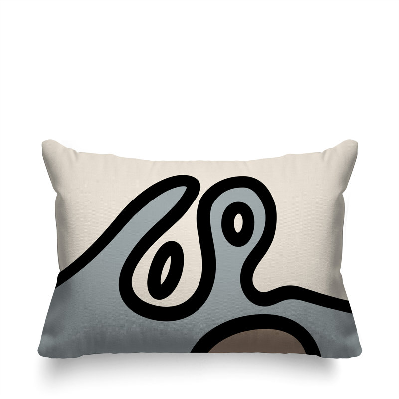 Oreiller rectangulaire réversible intérieur / extérieur Peller, H 18 po x l 25 po, Gris / noir / blanc cassé
