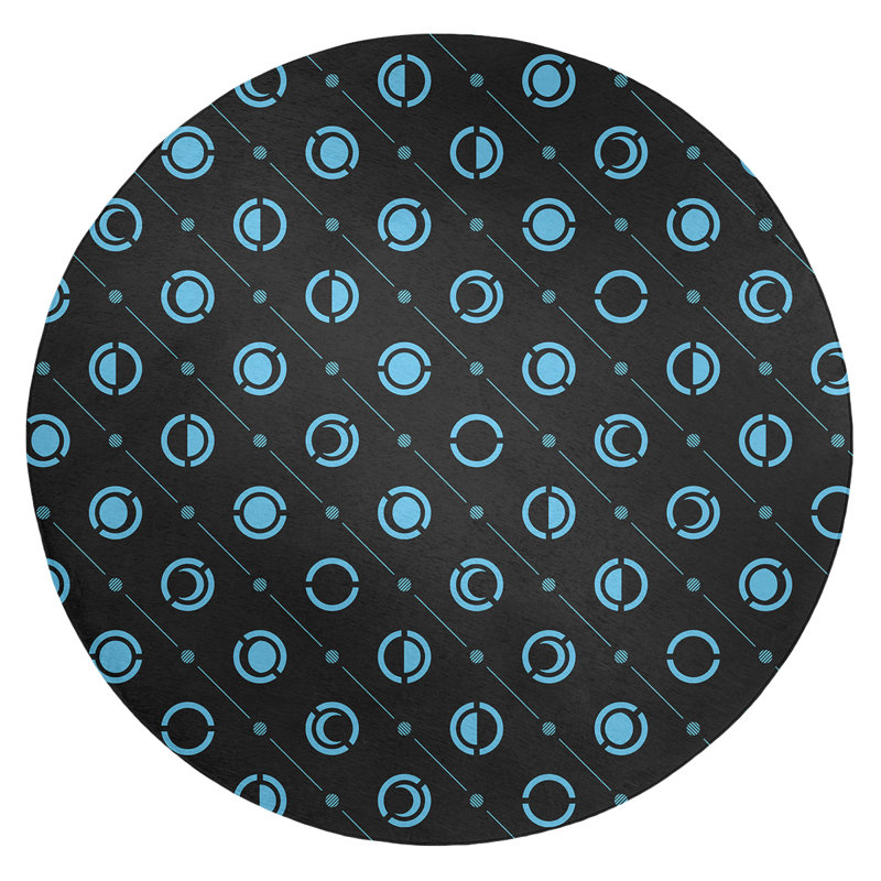 Chenille Geometric Indoor Rug, Round 5'