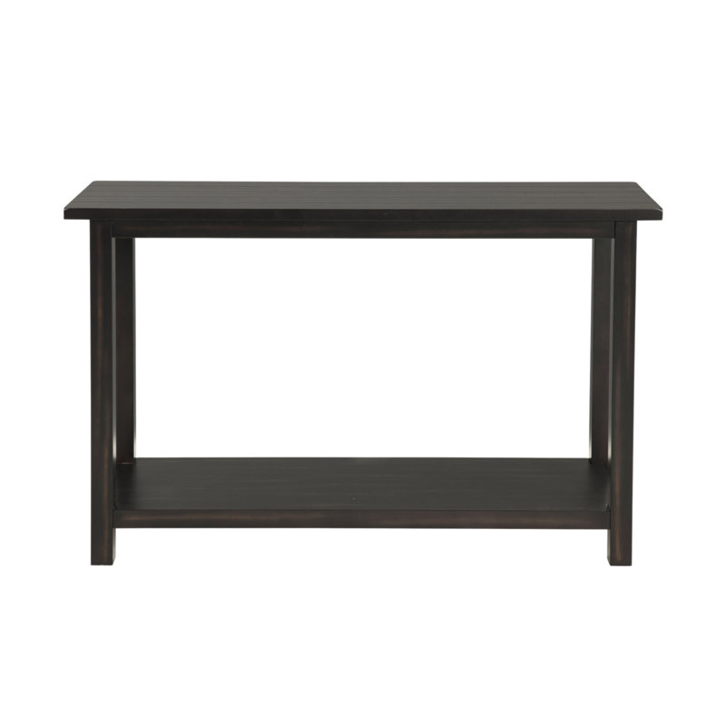Wood Entryway Sofa Console Table, Distressed Java, Black