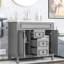 Meuble-lavabo de salle de bain avec lavabo supérieur - Armoire grise de 36 po au design ergonomique pour améliorer votre expérience-485817525