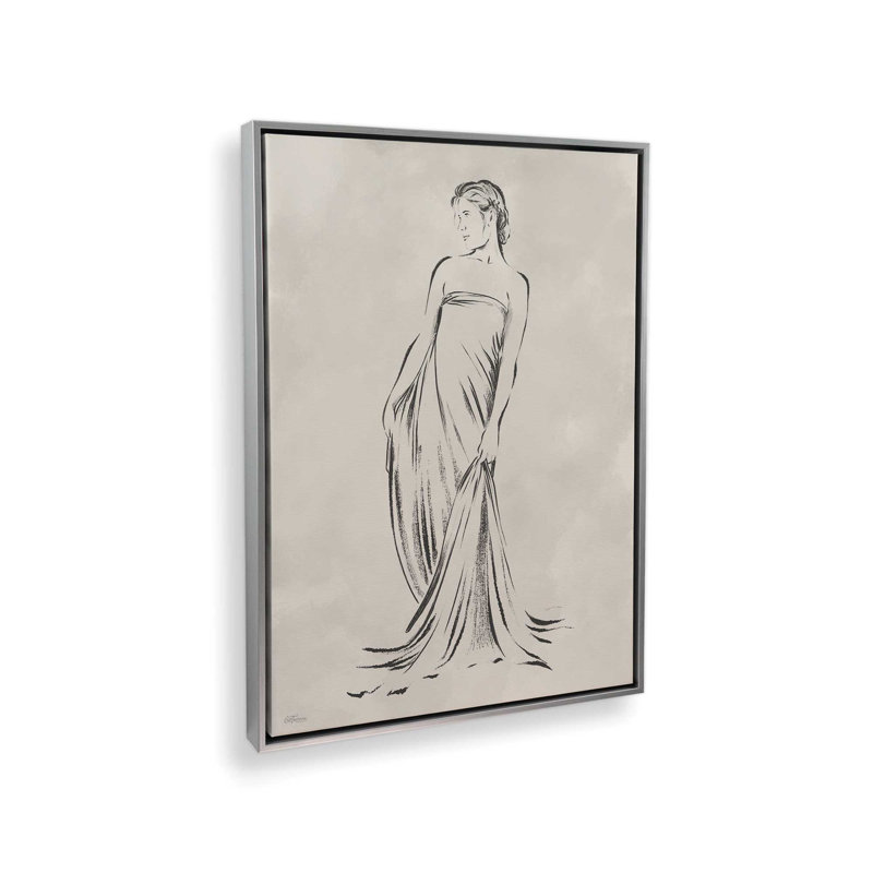 Reproduction d'art, debout, femme debout par Cat Thurman Designs, L 24 po x H 32 po, Argent, Toile avec cadre