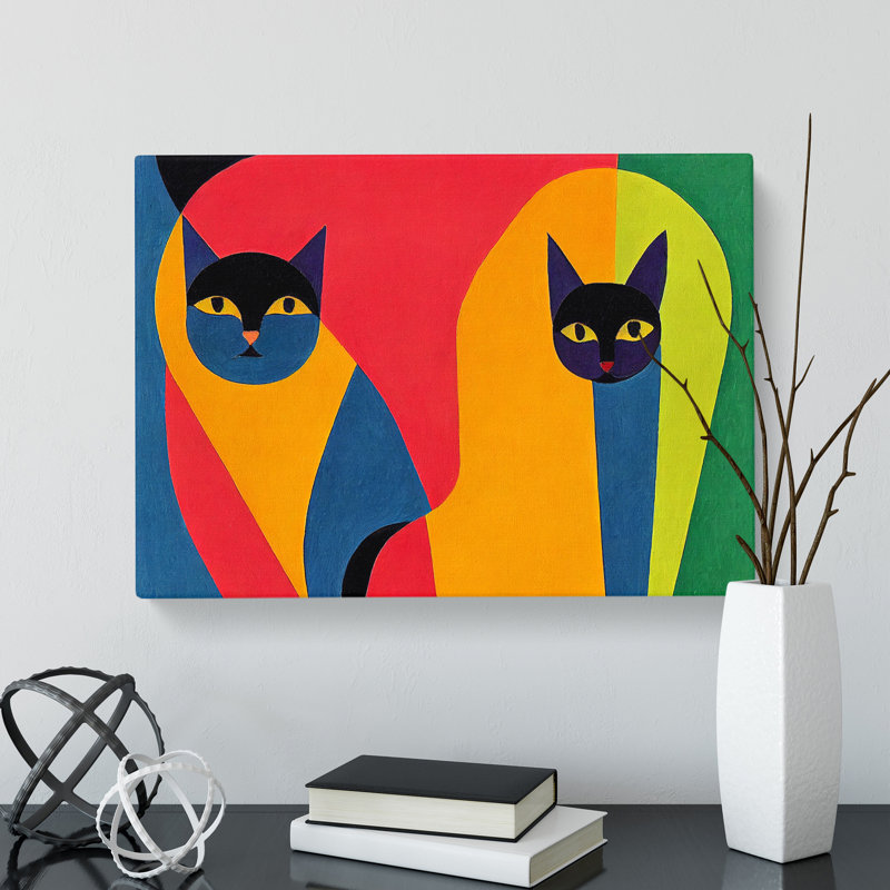Two Abstract Cats Vol.7 - Wrapped Canvas, 35cm H x 50cm W x 3cm D