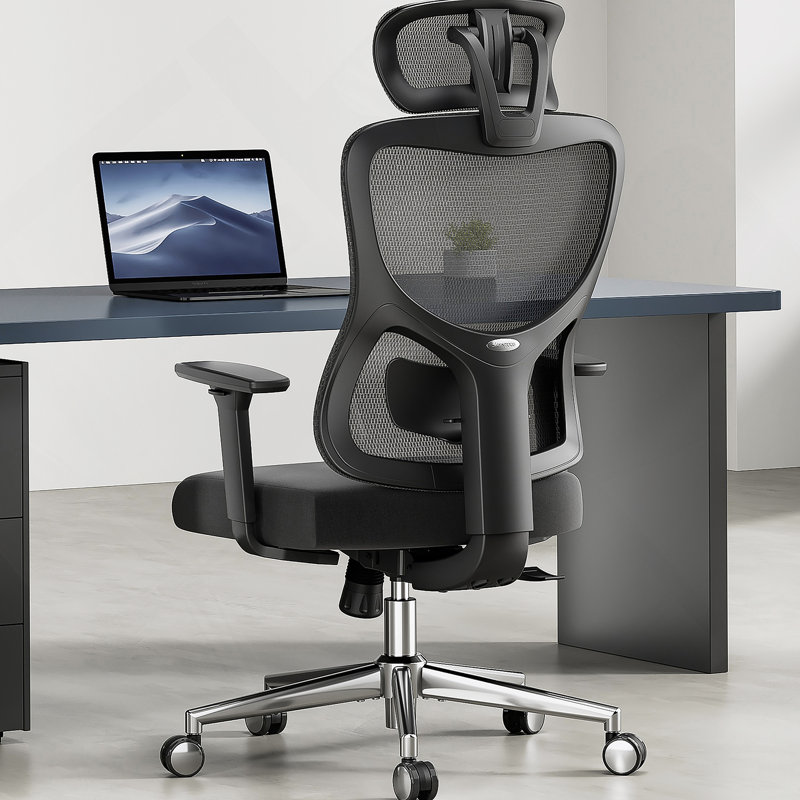 Chaise de bureau ergonomique avec support lombaire réglable, appui-tête, accoudoirs 3D, inclinable et fonction pivotante pour une utilisation confortable à la maison et au bureau