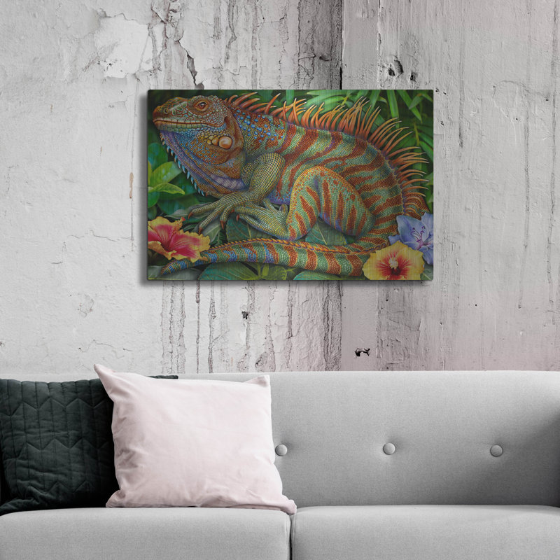  «Iguana» par Tim Jeffs, art mural en métal, H 24 po x l 36 po