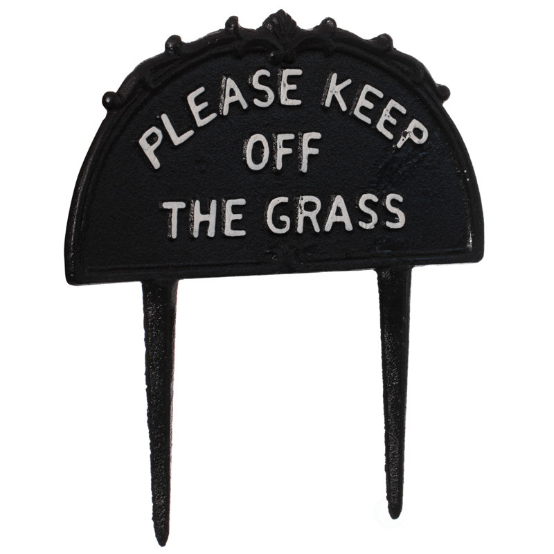 Black Decorative Cast Iron Please Keep Off Grass Yard Sign