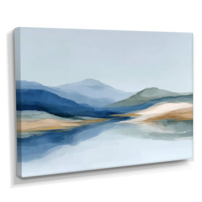 Blue Waves Heights Golden Coastal - Waves, reproduction d'art sur toile, paysage bleu