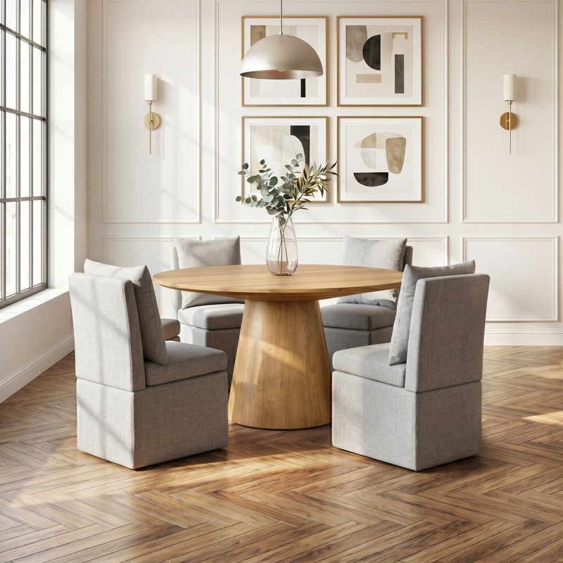 Ensemble de table de salle à manger 5 pièces Oldbury, 5 Pieces: Table, 4 Chairs, 30" H x 59" W x 59" D