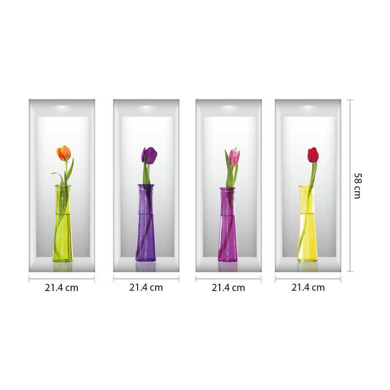 Décalcomanie murale tulipes in vases