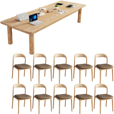 Modern simple rectangular solid wood table set