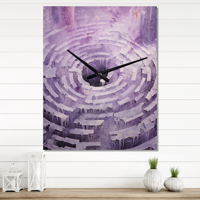 Lyrical Labyrinth Purple Dream - Horloges murales spirales abstraites, Médium
