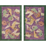 Hand Knotted Wool Geometric Area Rug in Purple