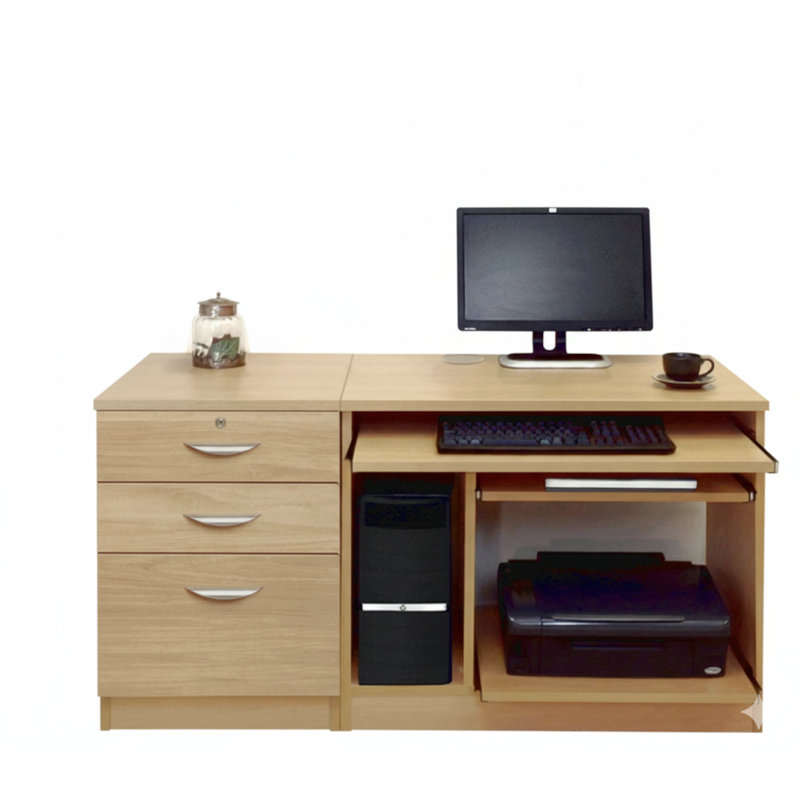 Walshaw Solid Wood Base Computer Desk, Classic Oak