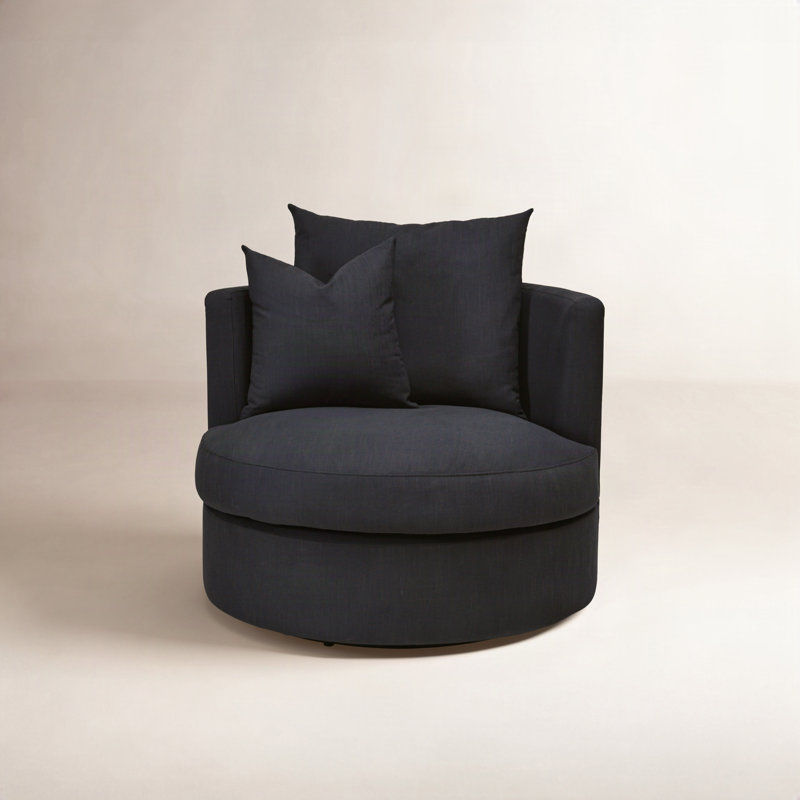 Fauteuil demi-tonneau pivotant Eugenie Freya, Tissu noir performant
