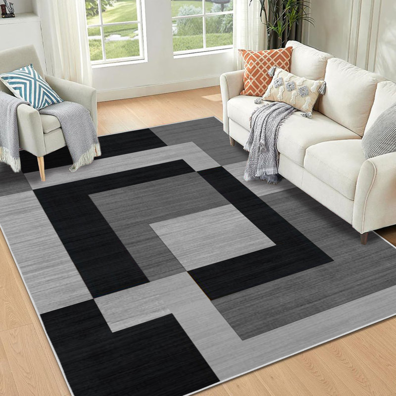 Modern Printed Area Rugs Textured Non-Slip Floor Carpet Multi- Size Options, Rectangle 60 x 110 cm