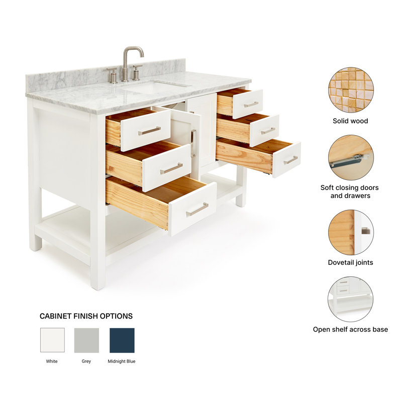 Magnolia Bath Vanity Rectangular Basin S061SCW2R, Rectangular, White, 55"