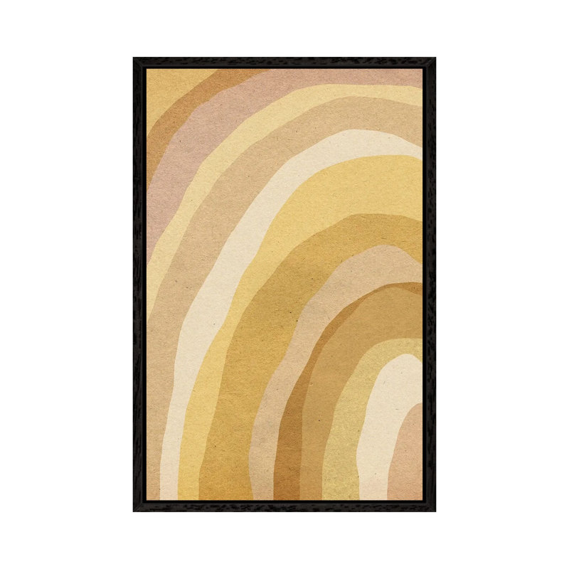 Earthy Tone Abstract Rainbow by Whales Way - Painting on Canvas, 66.04cm H x 45.72cm W x 3.81cm D, Black Framed