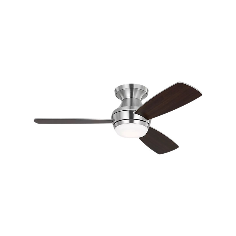 Ikon LED Ceiling Fan, Brushed Steel with Silver/Walnut Blades, 44"