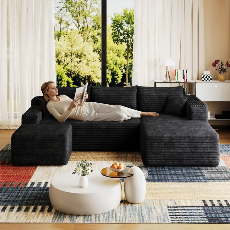 Canapé modulaire 95 "avec 1 repose-pieds Cloud