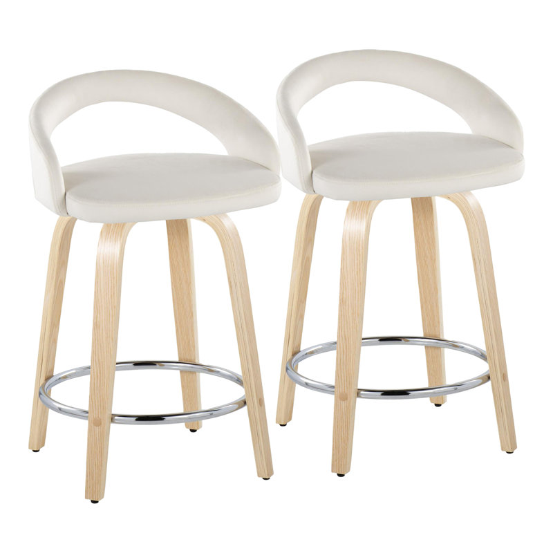 Contemporary Counter Stool, Siège blanc / cadre naturel