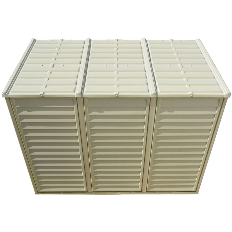 Beige 4' x 8' Vinyl Lean-To Storage Shed with Shelving