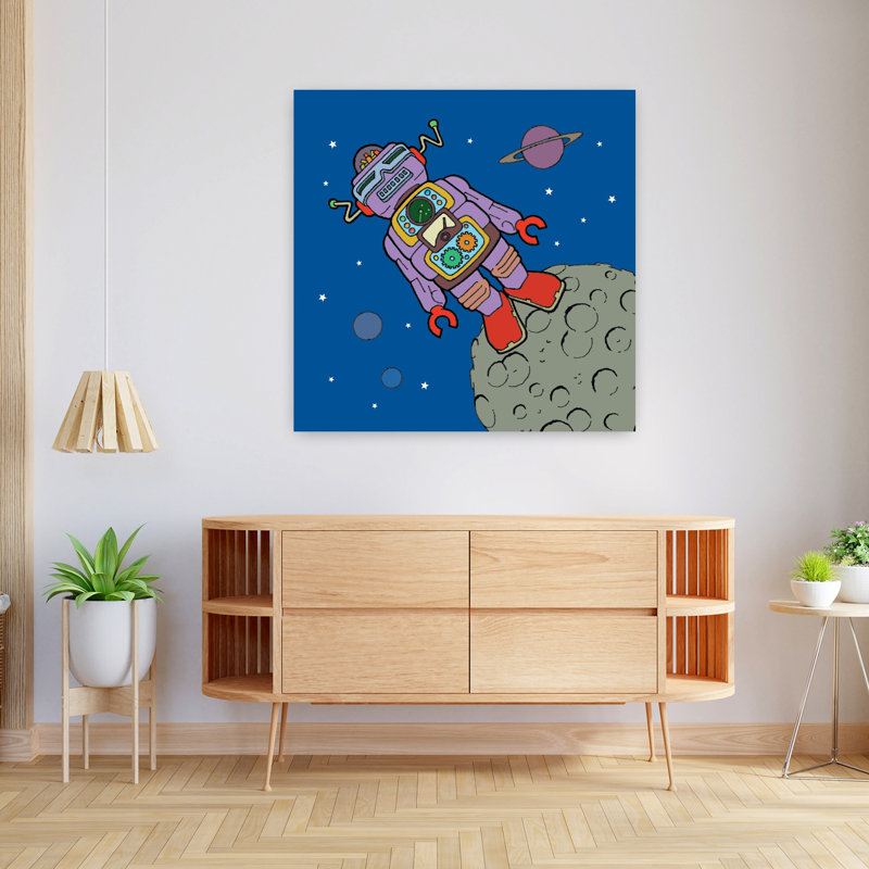 Asteroïde bot abstrait paysage urbain contemporain, H 36 po x l 36 po