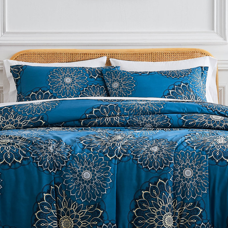 King Blue Microfiber Down Alternative Comforter Set