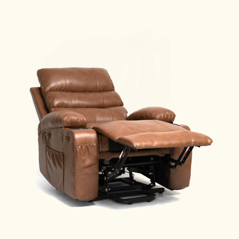 21"Seat Width,Large Size Electric Power Lift Recliner Chair Sofa For Elderly, 8 Point Vibration Massage And Lumber Heat, Remote Control, Side Pockets And Cup Holders, Cozy Fabric, Overstuffed Arm Pu