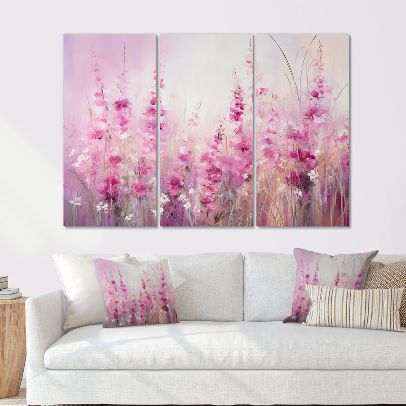 Fuschia Country Charm Flowers - Fleurs, art mural sur toile, H 28 po x l 36 po x P 1 po, Toile tendue
