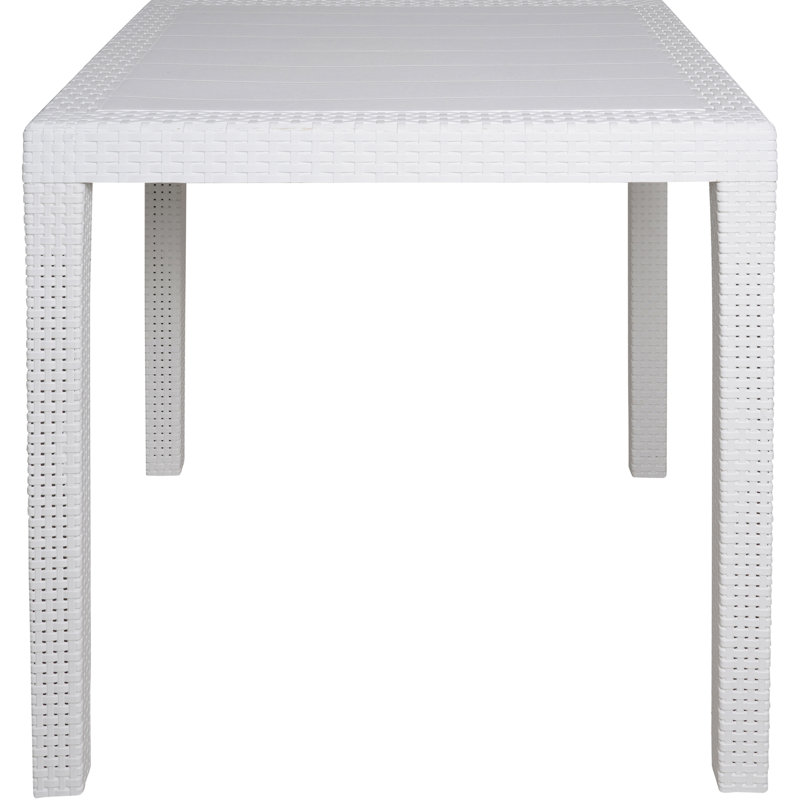 Livie Rattan Dining Table, White
