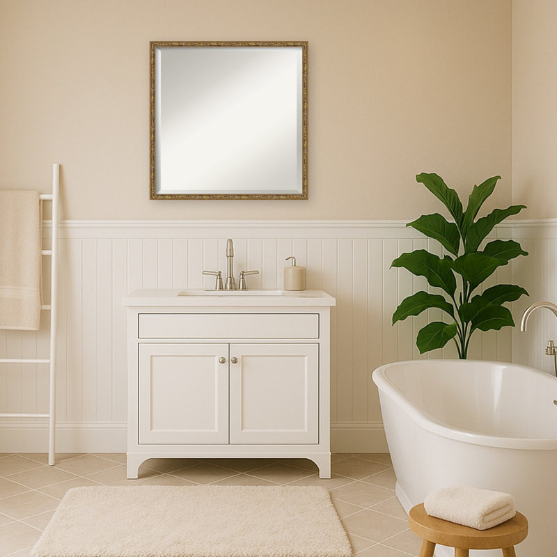 Miroir mural de salle de bain Pearce, L 21,25 po x H 21,25 po, Belvedere Bronze
