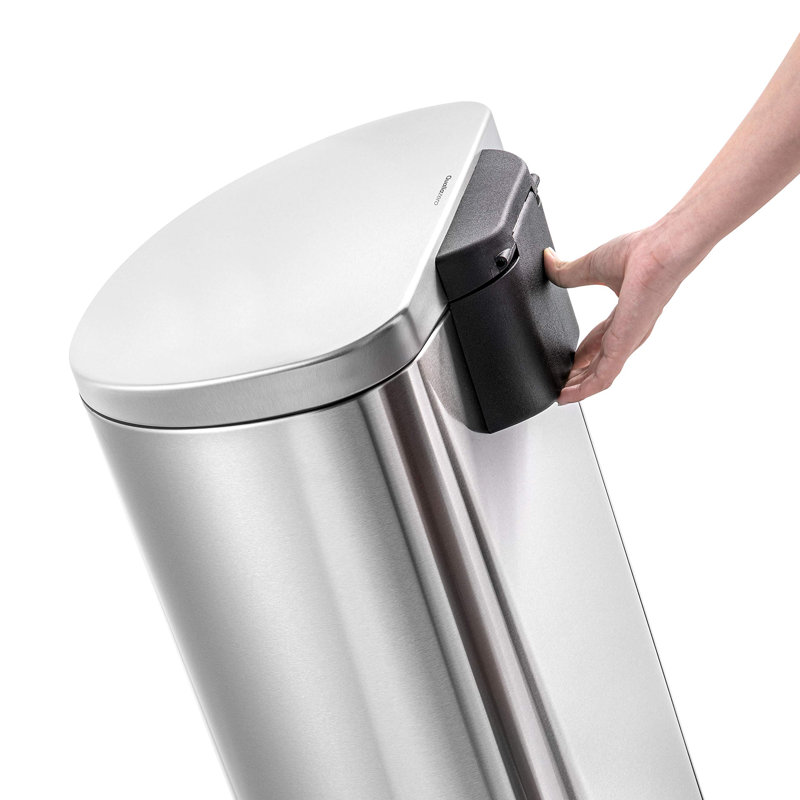 Poubelle à pédale en forme de D 13,2 gallons en acier inoxydable, Acier inoxydable brossé