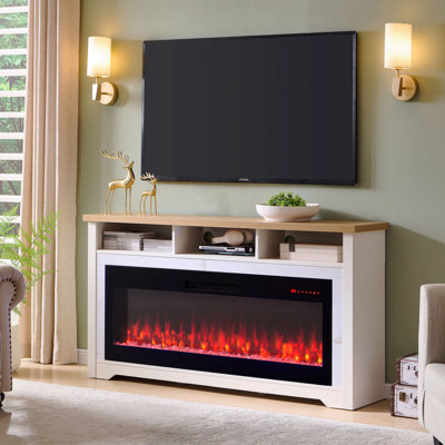 Foyer électrique 60 po, meuble télé pour téléviseur de 70 po ou moins, avec 50 po Smart