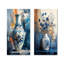 Ensemble d'art mural bleu et orange contemporain Boho Pottery I - Boho Pottery-758939846-758939841-758939840