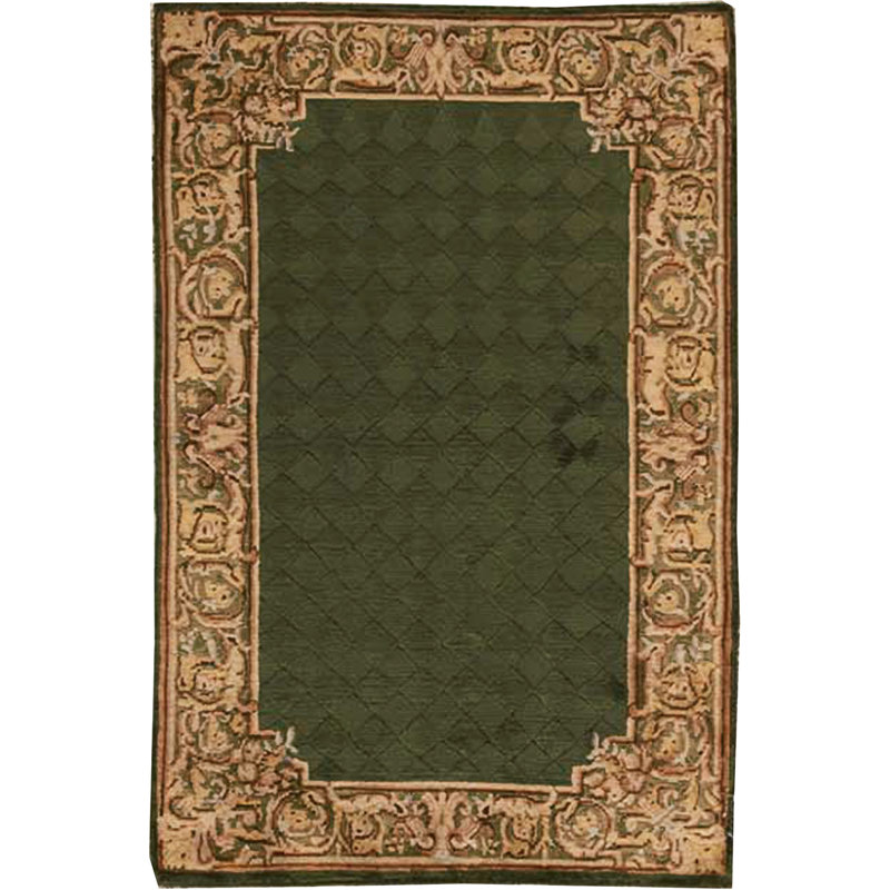 Tapis vert noué à la main de haute qualité