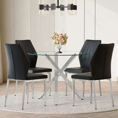 Ensemble de table d'intérieur 5 pièces, table avec 4 chaises pour restaurants, salle à manger