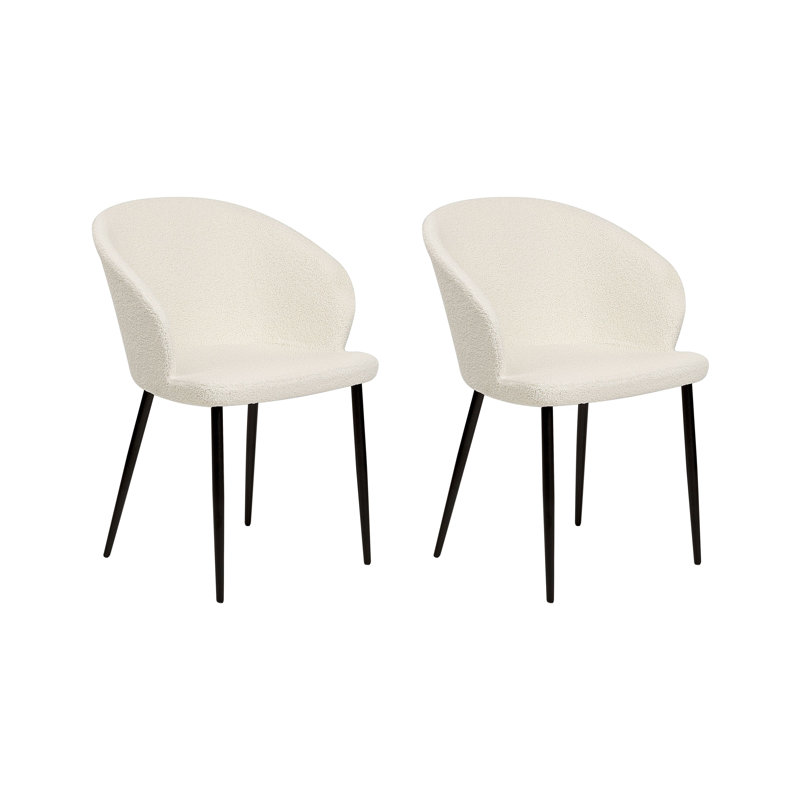Weatherhill 43cm H Polyester Blend Upholstered Metal Full Back Side Chair in Off White
