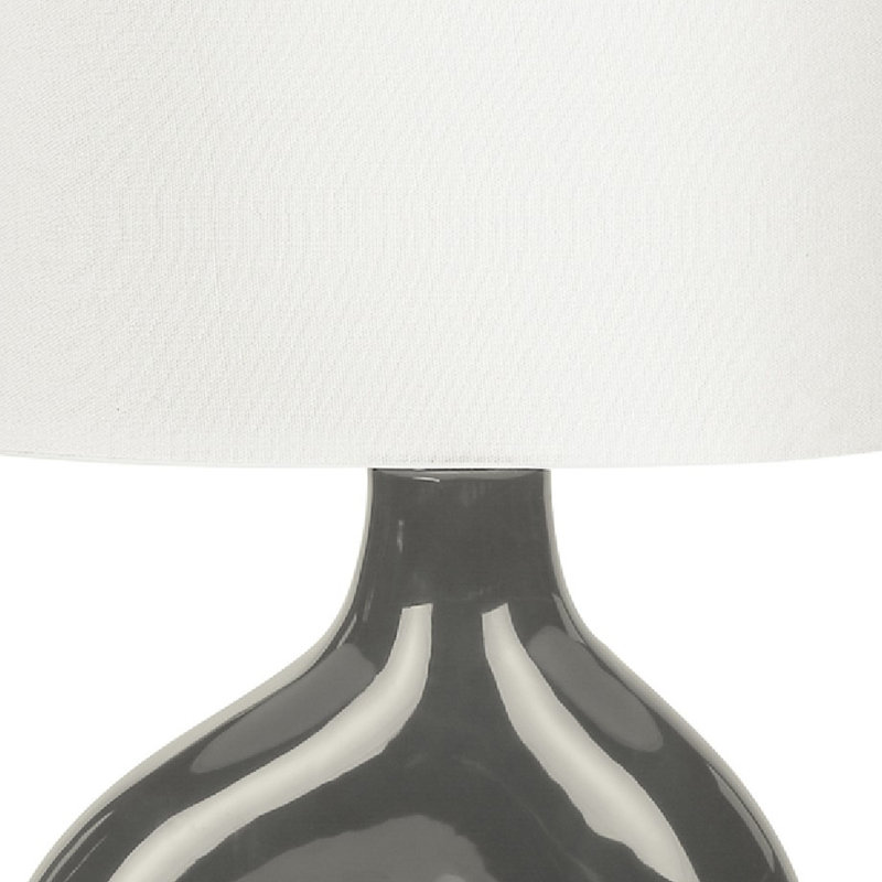Lampe de table Nios, 25 po, base artisanale en céramique gris foncé à 2 pieds, abat-jour en lin, Gris foncé
