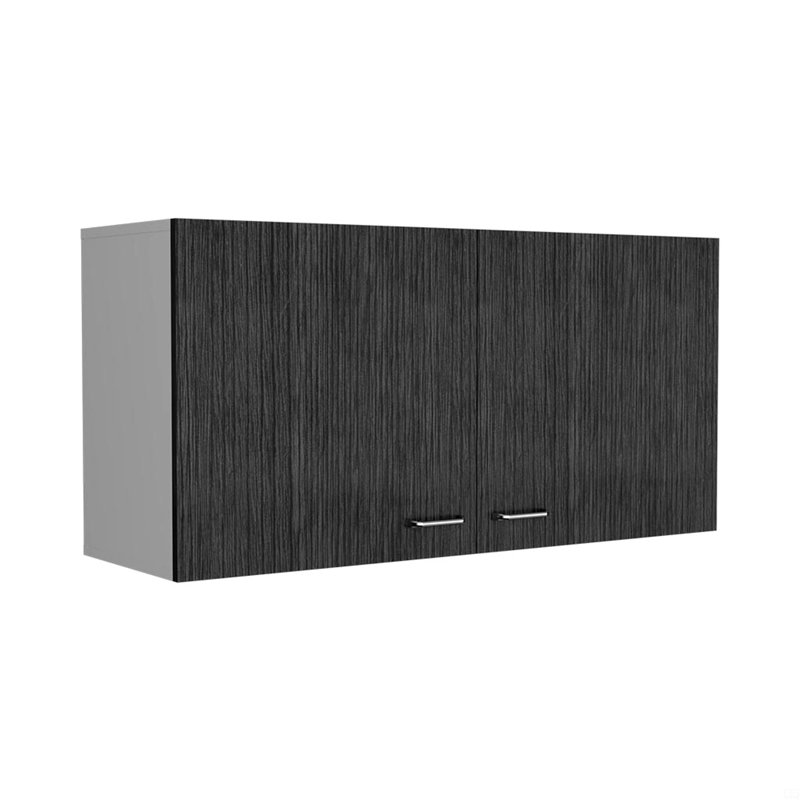 Armoire murale, deux tablettes, porte double, Grey/White