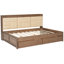 Lit de jour en bois avec tablettes de rangement rembourrées-417961230