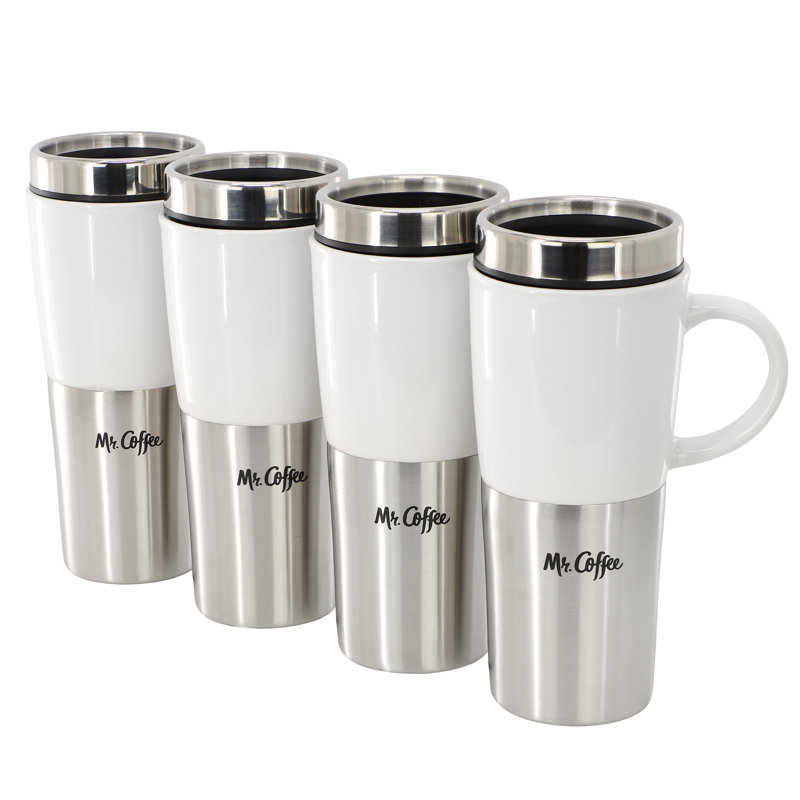 Grande tasse de voyage en grès avec couvercle 16 pièces 4 onces Coffee Travertine 