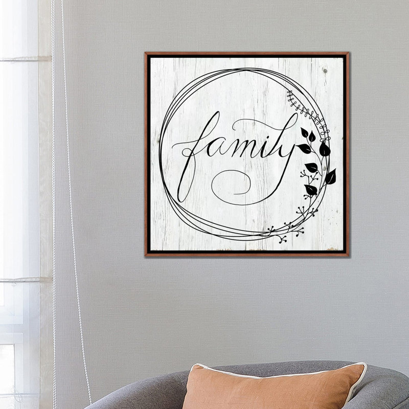 «Family» par Daniela Santiago - reproduction d'art textuel, Toile avec cadre en bois brun classique, Aucun mat