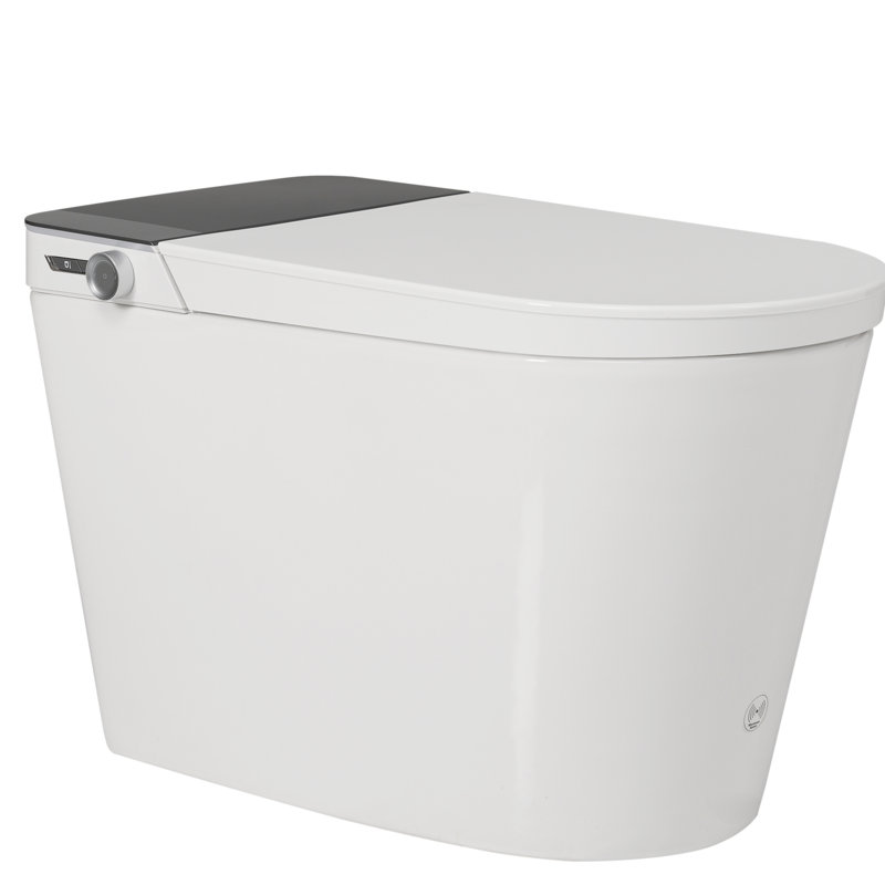 Smart Toilet With Bidet, Auto Open And Close Feature, Heated Seat, Warm Water Dry, Foot Sensor, Fountain Washing Modes, Adjustable Temp, , Dryer Side Button Memory, High - Quality Ceramics Automatic