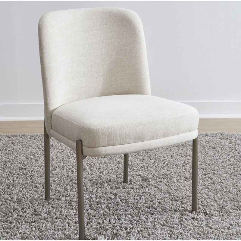 Chaise d'appoint en mélange de lin et crème Rothaltild