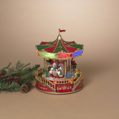 Animated Holiday Carousel with Music & Lights 11.1"H